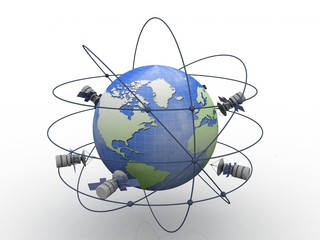 3d illustration Space satellite orbit © jijomathai