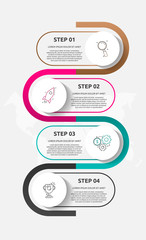 Vector template circle infographics. Business concept with 4 options and parts. Four steps for content, flowchart, timeline, levels. Path step by step