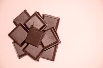 Chocolate on a white background top view