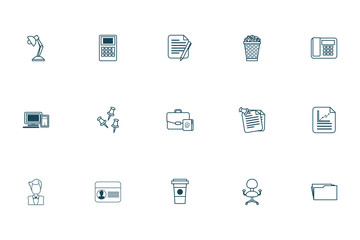 Office and business line style icon set vector design