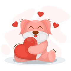 cute dog with love mascot cartoon vector