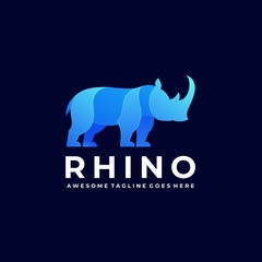 Vector Logo Illustration Rhino Elegant Gradient Colorful Style
