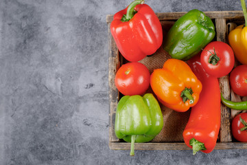 Fresh and bio products. Top view.