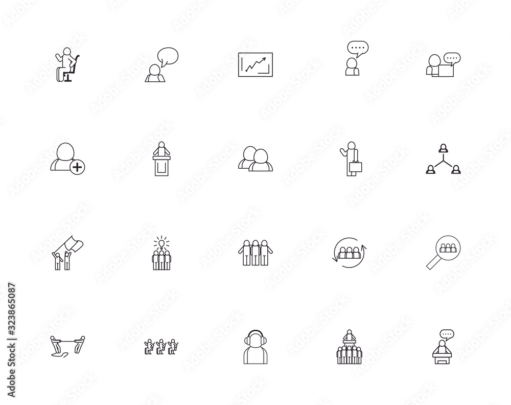 Poster isolated avatars line style icon set vector design