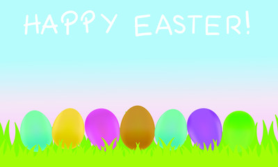 Fototapeta na wymiar Easter bunnies and easter eggs with natural background.