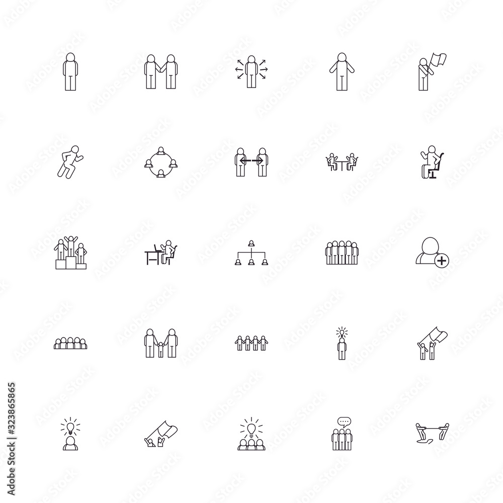 Poster isolated avatars line style icon set vector design