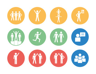 Isolated avatars block silhouette style icon set vector design