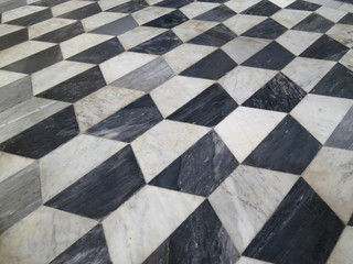 marble floor in black and white in a church in Gallipoli Italy