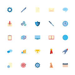 Isolated office and business fill style icon set vector design