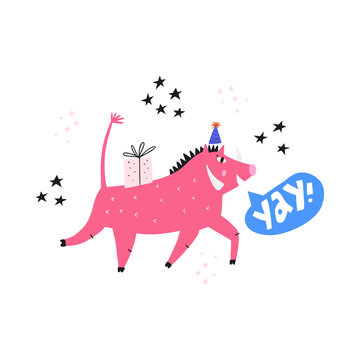 Birthday holiday event fun flat vector illustration