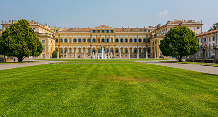 Royal Villa of Monza (Villa Reale), Milano, Italy. The Villa Reale was built between 1777 and 1780 by the imperial and royal architect Giuseppe Piermarini. - obrazy, fototapety, plakaty