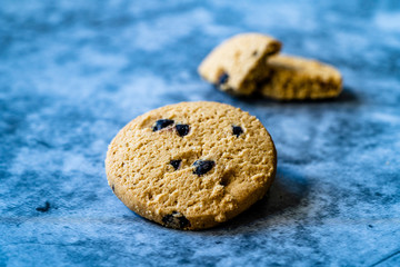 Healthy Organic Coffee Flavored Bitten Cookies with Coffee Beans and Chocolate Chip