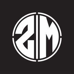 ZM Logo initial with circle line cut design template