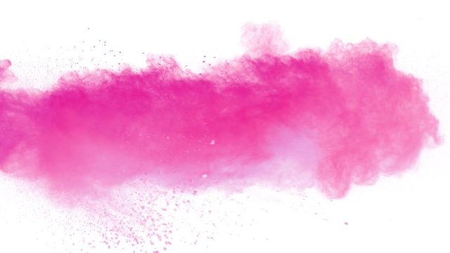 Super Slow Motion Shot of Pink Powder Explosion Isolated on White Background at 1000fps.
