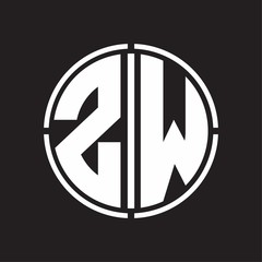 ZW Logo initial with circle line cut design template