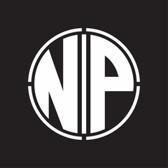 NP Logo initial with circle line cut design template