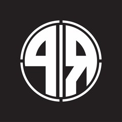 PR Logo initial with circle line cut design template