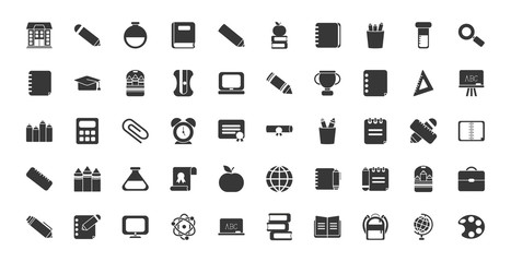 Isolated school silhouette style icon set vector design