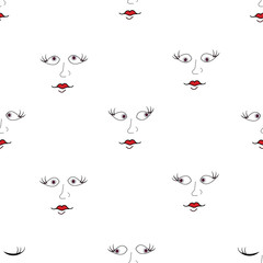 Seamless looking faces figures pattern print background design