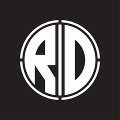 RD Logo initial with circle line cut design template