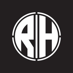 RH Logo initial with circle line cut design template