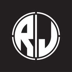 RJ Logo initial with circle line cut design template