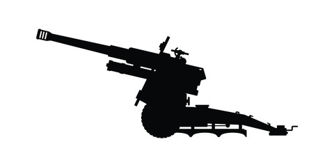 Modern cannon silhouette vector on white