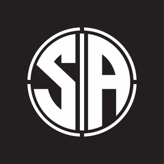 SA Logo initial with circle line cut design template