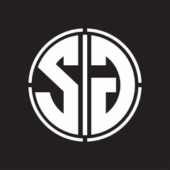 SG Logo initial with circle line cut design template