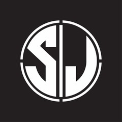 SJ Logo initial with circle line cut design template