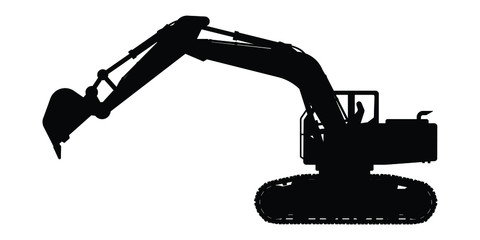 Excavator silhouette vector,heavy machine on white © Flatman vector 24