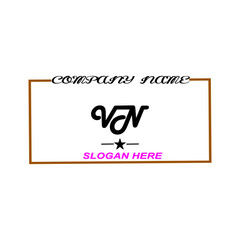 Initial VN logo handwriting vector template