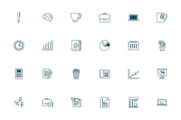 Office and business line style icon set vector design