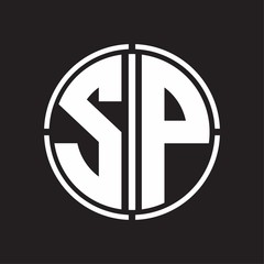 SP Logo initial with circle line cut design template