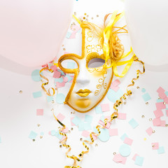 Beautiful carnival mask with golden frames