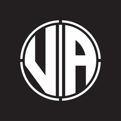 VA Logo initial with circle line cut design template