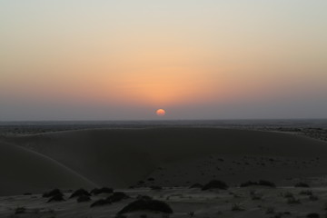 The colors of the sunset in the Wahiba desert