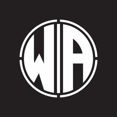 WA Logo initial with circle line cut design template