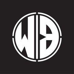 WB Logo initial with circle line cut design template