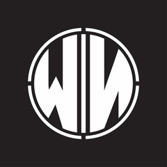 WN Logo initial with circle line cut design template