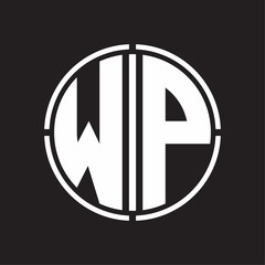 WP Logo initial with circle line cut design template