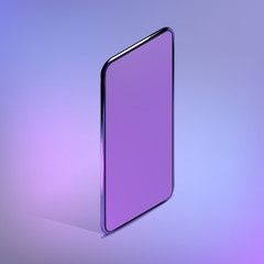 3D isometric realistic colorful smartphone mockup. Template for infographics and UI design. Phone frame with blank display isolated templates. Vector cell phone concept
