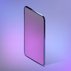 3D isometric realistic colorful smartphone mockup. Template for infographics and UI design. Phone frame with blank display isolated templates. Vector cell phone concept