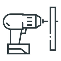 Carpentry drill line icon on white background