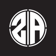 ZA Logo initial with circle line cut design template