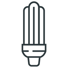 Fluorescent lamp line icon on white background
