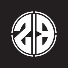 ZB Logo initial with circle line cut design template
