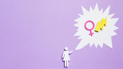 Cartoon woman thinking about girl power