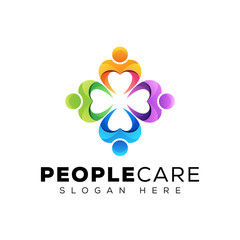 modern color people care or human business team work logo design vector template