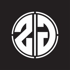 ZG Logo initial with circle line cut design template